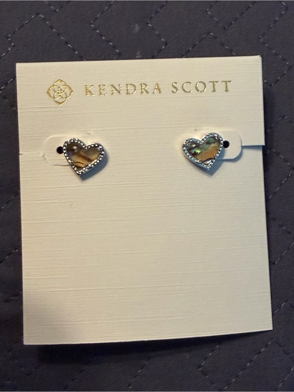 Kendra Scott Heart Stud Earrings - Iridescent Abalone - New